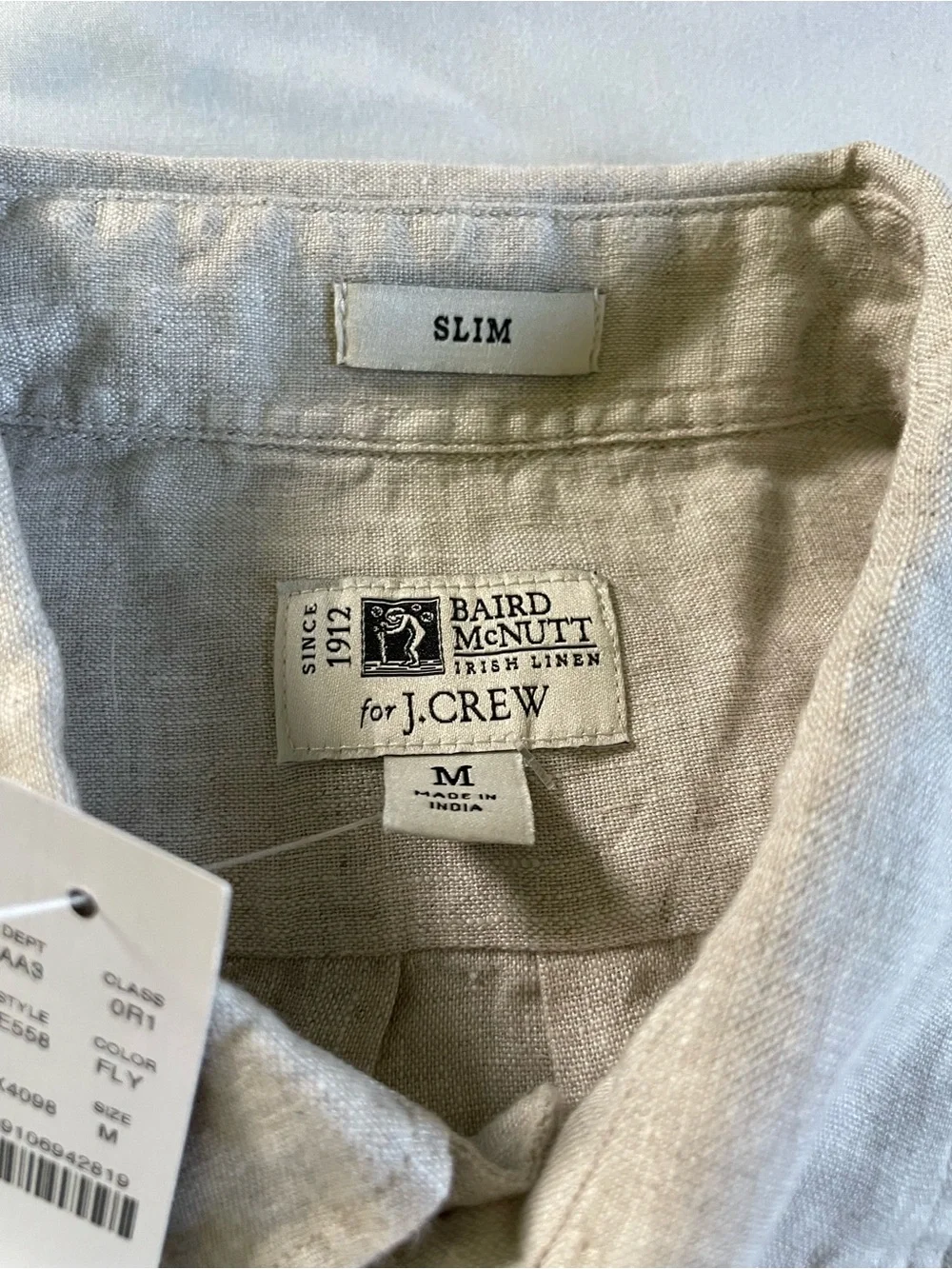J. Crew Men's Linen Button-Down Shirt — Light Tan